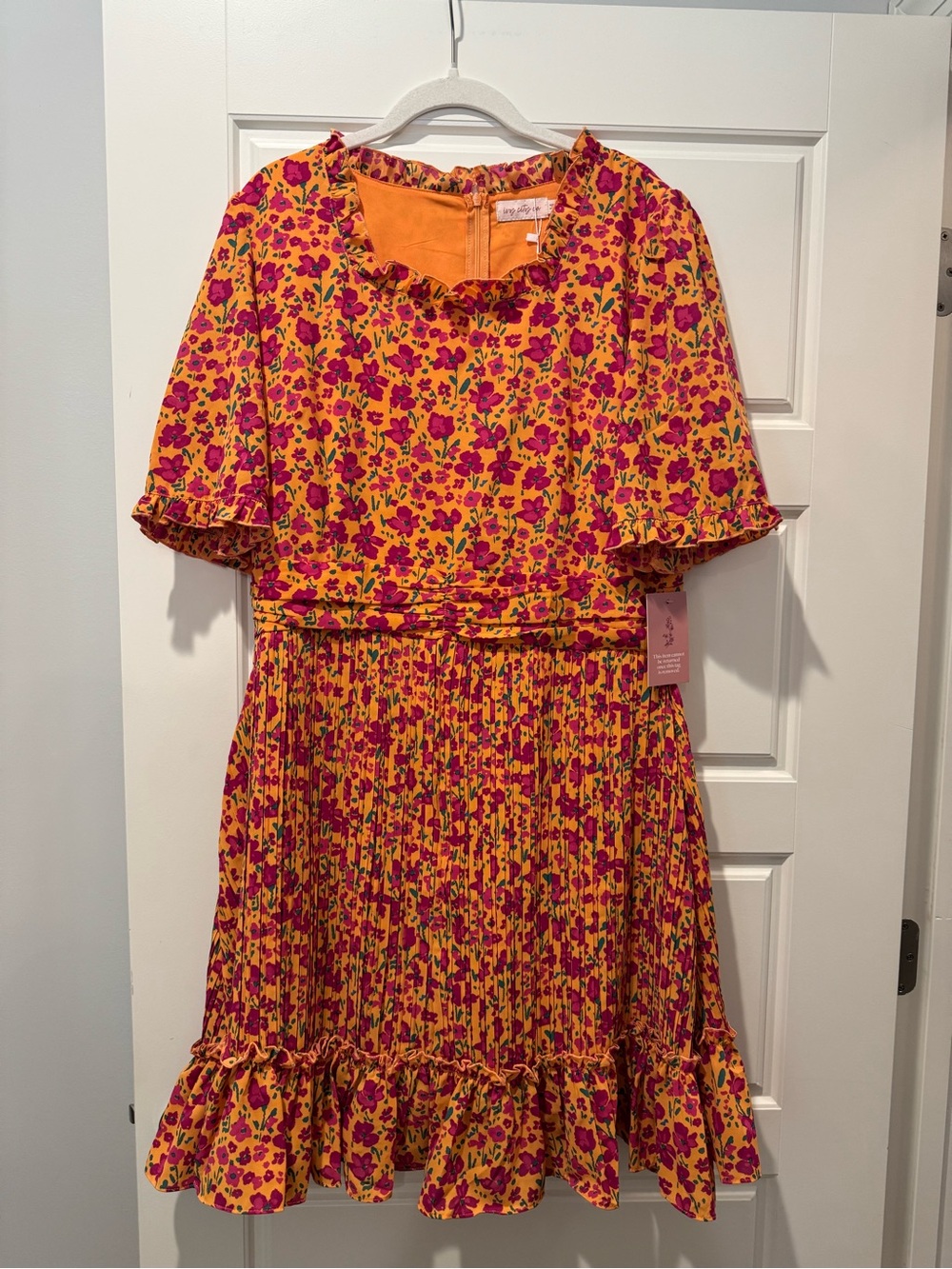NWT IVY CITY CO SIZE 14 Orange Floral Raven Mini Dress